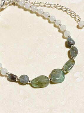 2/$20, Genuine Slate Blue Apatite & Milky Quartz Bracelet,Gemstone Bead Bracelet